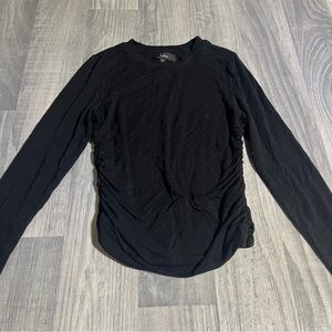 Lulus Black Scrunched Side Long Sleeve Crop Top; Medium Women’s